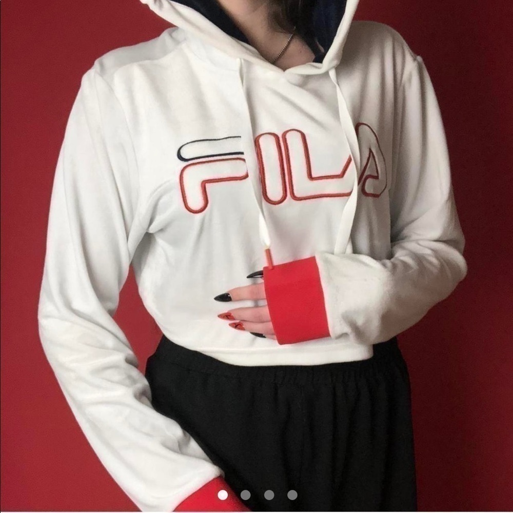 Velour Fila crop hoodie ♥️🤍